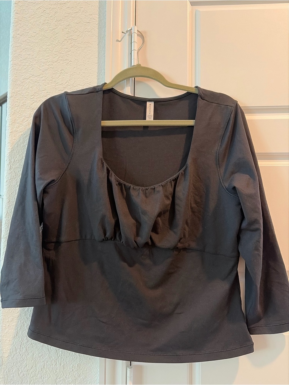 Athleta Black Scoop-Neck Long Sleeve Top